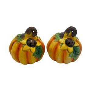 Blue Sky Clayworks Sunflower Pumpkin Salt & Pepper Shakers by Heather Goldminc